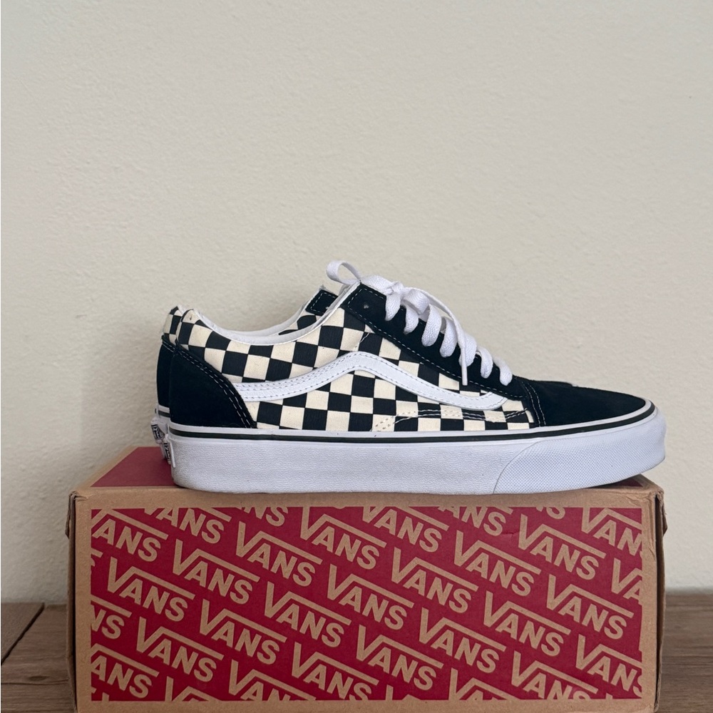 WORN ONCE Vans Black and White Checkerboard Shoes